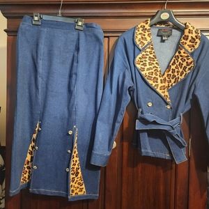 Denim/Leopard 2-piece suit
